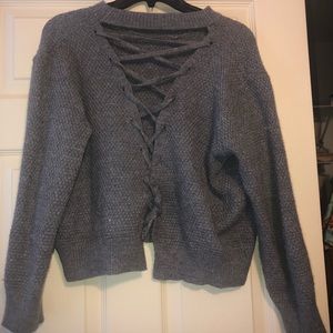 Lace-Up Back Cozy Sweater
